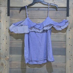 Off-The-Shoulders Jean Striped Top